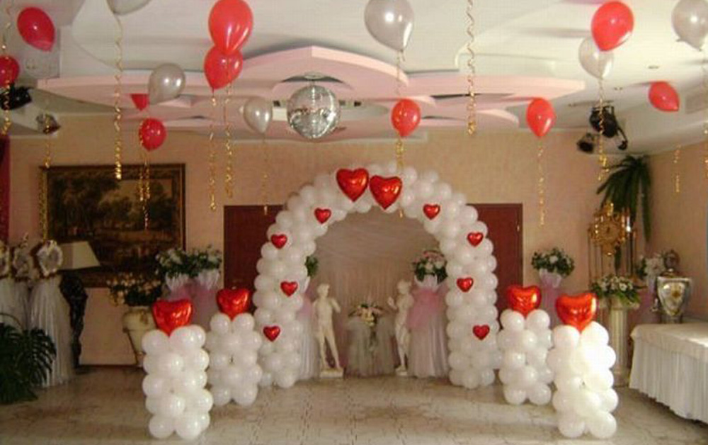 свадебное оформление зала шарами